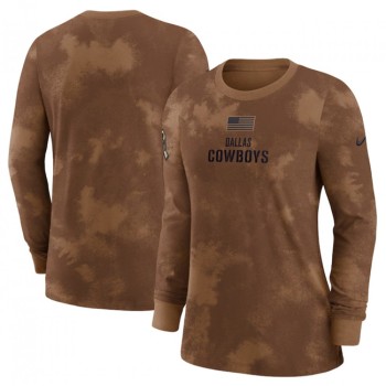 Women's Dallas Cowboys Brown 2023 Salute To Service Long Sleeve T-Shirt(Run Small) Women's Dallas Cowboys Brown 2023 Salute To Service Long Sleeve T-Shirt(Run Small)
