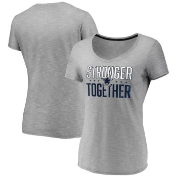 Women's Dallas Cowboys Gray Stronger Together Space Dye V-Neck T-Shirt(Run Small) Women's Dallas Cowboys Gray Stronger Together Space Dye V-Neck T-Shirt(Run Small)