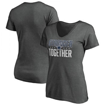 Women's Dallas Cowboys Heather Stronger Together Space Dye V-Neck T-Shirt(Run Small) Women's Dallas Cowboys Heather Stronger Together Space Dye V-Neck T-Shirt(Run Small)