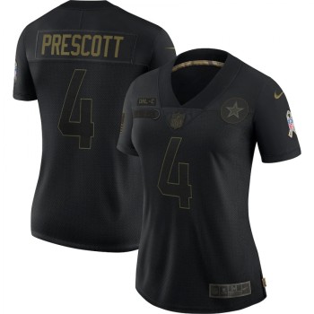 Women's Dallas Cowboys #4 Dak Prescott Black Salute To Service Limited Stitched Jersey Women's Dallas Cowboys #4 Dak Prescott Black Salute To Service Limited Stitched Jersey