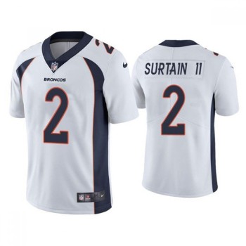 Women's Denver Broncos #2 Patrick Surtain II White Vapor Limited Stitched Jersey(Run Small) Women's Denver Broncos #2 Patrick Surtain II White Vapor Limited Stitched Jersey(Run Small)