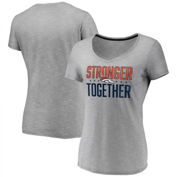 Women's Denver Broncos Gray Stronger Together Space Dye V-Neck T-Shirt(Run Small) Women's Denver Broncos Gray Stronger Together Space Dye V-Neck T-Shirt(Run Small)
