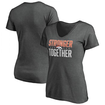 Women's Denver Broncos Heather Stronger Together Space Dye V-Neck T-Shirt(Run Small) Women's Denver Broncos Heather Stronger Together Space Dye V-Neck T-Shirt(Run Small)