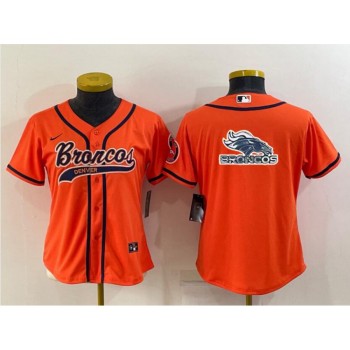 Women's Denver Broncos Orange Team Big Logo With Patch Cool Base Stitched Baseball Jersey(Run Small) Women's Denver Broncos Orange Team Big Logo With Patch Cool Base Stitched Baseball Jersey(Run Small)