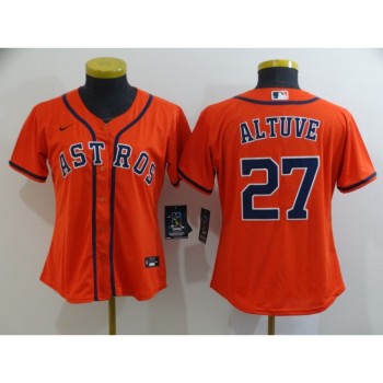 Women's Houston Astros #27 Jose Altuve 2020 Orange Cool Base Stitched MLB Jersey(Run Small)