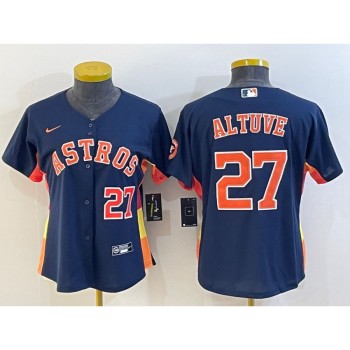 Women's Houston Astros #27 Jose Altuve Navy With Patch Cool Base Stitched Baseball Jersey(Run Small) Women's Houston Astros #27 Jose Altuve Navy With Patch Cool Base Stitched Baseball Jersey(Run Small)
