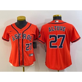 Women's Houston Astros #27 Jose Altuve Orange With Patch Cool Base Stitched Baseball Jersey(Run Small) Women's Houston Astros #27 Jose Altuve Orange With Patch Cool Base Stitched Baseball Jersey(Run Small)
