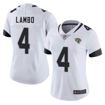 Women's Jacksonville Jaguars #4 Josh Lambo White Vapor Untouchable Limited Stitched NFL Jersey(Run Small)