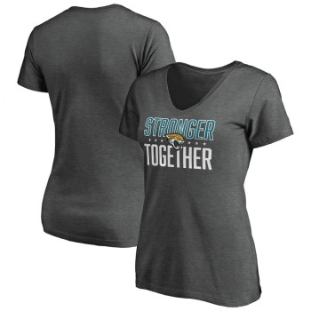 Women's Jacksonville Jaguars Heather Stronger Together Space Dye V-Neck T-Shirt(Run Small) Women's Jacksonville Jaguars Heather Stronger Together Space Dye V-Neck T-Shirt(Run Small)