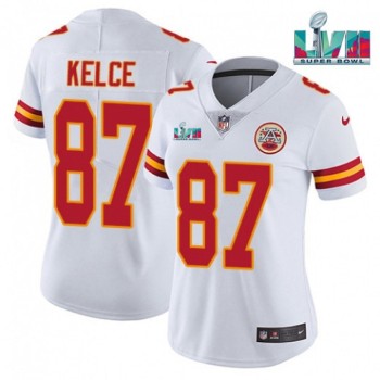 Women's Kansas City Chiefs #87 Travis Kelce White Super Bowl LVII Patch Vapor Stitched Jersey(Run Small) Women's Kansas City Chiefs #87 Travis Kelce White Super Bowl LVII Patch Vapor Stitched Jersey(Run Small)