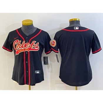 Women's Kansas City Chiefs Blank Black With Patch Cool Base Stitched Baseball Jersey(Run Small) Women's Kansas City Chiefs Blank Black With Patch Cool Base Stitched Baseball Jersey(Run Small)
