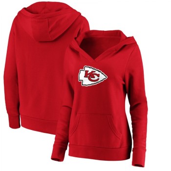 Women's Kansas City Chiefs Red Primary Team Logo V-Neck Pullover Hoodie(Run Small) Women's Kansas City Chiefs Red Primary Team Logo V-Neck Pullover Hoodie(Run Small)