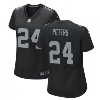 Women's Las Vegas Raiders #24 Marcus Peters Black Stitched Jersey(Run Small) Women's Las Vegas Raiders #24 Marcus Peters Black Stitched Jersey(Run Small)