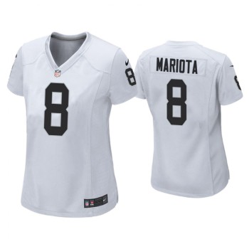 Women's Las Vegas Raiders #8 Marcus Mariota White Stitched Jersey(Run Small) Women's Las Vegas Raiders #8 Marcus Mariota White Stitched Jersey(Run Small)