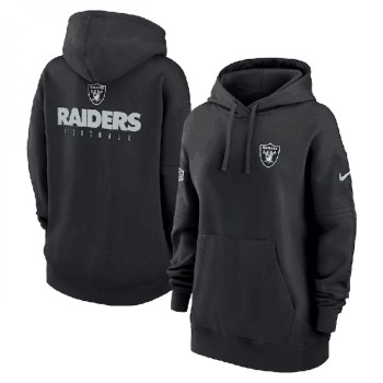 Women's Las Vegas Raiders Black Sideline Club Fleece Pullover Hoodie(Run Small) Women's Las Vegas Raiders Black Sideline Club Fleece Pullover Hoodie(Run Small)