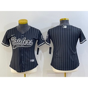 Women's Las Vegas Raiders Black With Patch Cool Base Stitched Baseball Jersey(Run Small) Women's Las Vegas Raiders Black With Patch Cool Base Stitched Baseball Jersey(Run Small)