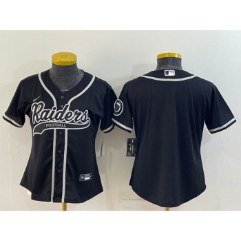 Women's Las Vegas Raiders Blank Black With Patch Cool Base Stitched Baseball Jersey(Run Small) Women's Las Vegas Raiders Blank Black With Patch Cool Base Stitched Baseball Jersey(Run Small)