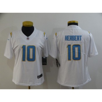 Women's Los Angeles Chargers #10 Justin Herbert White Vapor Untouchable Limited Stitched Jersey Women's Los Angeles Chargers #10 Justin Herbert White Vapor Untouchable Limited Stitched Jersey
