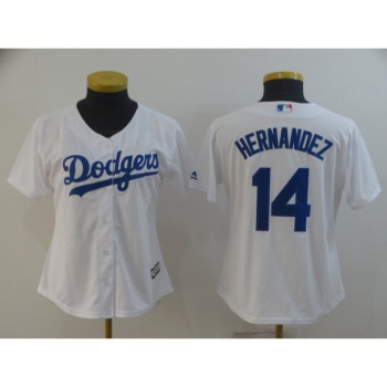 Women's Los Angeles Dodgers #14 Kike Hernandez White Cool Base Stitched MLB Jersey(Run Small) Women's Los Angeles Dodgers #14 Kike Hernandez White Cool Base Stitched MLB Jersey(Run Small)