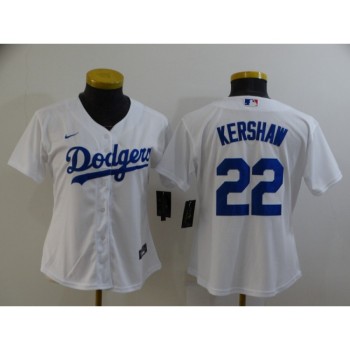 Women's Los Angeles Dodgers #22 Clayton Kershaw White Cool Base Stitched Jersey(Run Small) Women's Los Angeles Dodgers #22 Clayton Kershaw White Cool Base Stitched Jersey(Run Small)