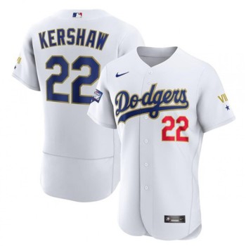 Women's Los Angeles Dodgers #22 Clayton Kershaw White Gold Championship Stitched MLB Jersey(Run Small) Women's Los Angeles Dodgers #22 Clayton Kershaw White Gold Championship Stitched MLB Jersey(Run Small)