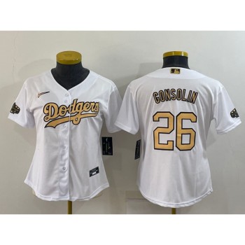 Women's Los Angeles Dodgers #26 Tony Gonsolin 2022 All-Star White Stitched Baseball Jersey(Run Small) Women's Los Angeles Dodgers #26 Tony Gonsolin 2022 All-Star White Stitched Baseball Jersey(Run Small)