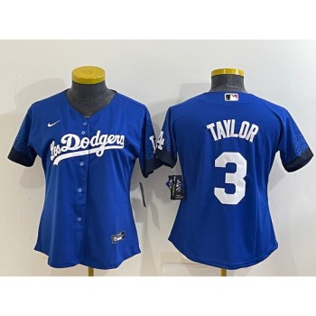 Women's Los Angeles Dodgers #3 Chris Taylor Royal City Connect Stitched Baseball Jersey(Run Small) Women's Los Angeles Dodgers #3 Chris Taylor Royal City Connect Stitched Baseball Jersey(Run Small)