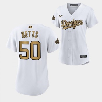 Women's Los Angeles Dodgers #50 Mookie Betts 2022 All-Star White Stitched Baseball Jersey(Run Small) Women's Los Angeles Dodgers #50 Mookie Betts 2022 All-Star White Stitched Baseball Jersey(Run Small)