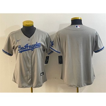 Women's Los Angeles Dodgers Blank Grey Stitched Jersey(Run Small) Women's Los Angeles Dodgers Blank Grey Stitched Jersey(Run Small)