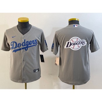 Women's Los Angeles Dodgers Grey Team Big Logo Stitched Jersey(Run Small) Women's Los Angeles Dodgers Grey Team Big Logo Stitched Jersey(Run Small)