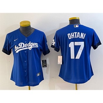 Women's Los Angeles Dodgers #17 Shohei Ohtani Blue City Connect Stitched Jersey(Run Small) Women's Los Angeles Dodgers #17 Shohei Ohtani Blue City Connect Stitched Jersey(Run Small)