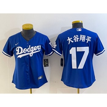 Women's Los Angeles Dodgers #17 Shohei Ohtani Blue Stitched Jersey(Run Small) Women's Los Angeles Dodgers #17 Shohei Ohtani Blue Stitched Jersey(Run Small)