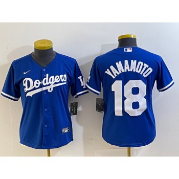 Women's Los Angeles Dodgers #18 Yoshinobu Yamamoto Blue Stitched Jersey(Run Small) Women's Los Angeles Dodgers #18 Yoshinobu Yamamoto Blue Stitched Jersey(Run Small)