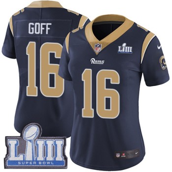 Women's Los Angeles Rams #16 Jared Goff Navy Blue Super Bowl LIII Vapor Untouchable Limited Stitched NFL Jersey ( run small ) Women's Los Angeles Rams #16 Jared Goff Navy Blue Super Bowl LIII Vapor Untouchable Limited Stitched NFL Jersey ( run small )