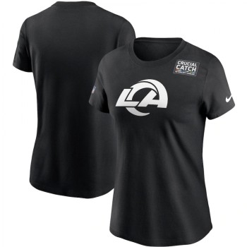 Women's Los Angeles Rams 2020 Black Sideline Crucial Catch Performance T-Shirt(Run Small) Women's Los Angeles Rams 2020 Black Sideline Crucial Catch Performance T-Shirt(Run Small)