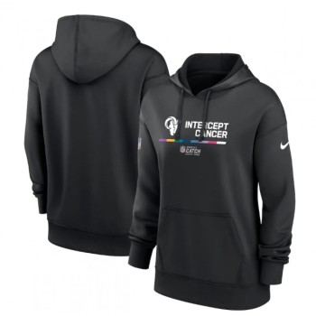 Women's Los Angeles Rams 2022 Black NFL Crucial Catch Therma Performance Pullover Hoodie(Run Small)