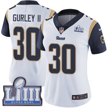 Women's Los Angeles Rams #30 Todd Gurley II White Super Bowl LIII Vapor Untouchable Limited Stitched NFL Jersey ( run small ) Women's Los Angeles Rams #30 Todd Gurley II White Super Bowl LIII Vapor Untouchable Limited Stitched NFL Jersey ( run small )