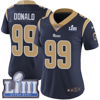 Women's Los Angeles Rams #99 Aaron Donald Navy Blue Super Bowl LIII Vapor Untouchable Limited Stitched NFL Jersey ( run small ) Women's Los Angeles Rams #99 Aaron Donald Navy Blue Super Bowl LIII Vapor Untouchable Limited Stitched NFL Jersey ( run small )