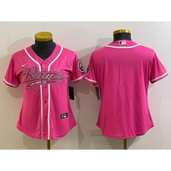 Women's Los Angeles Rams Blank Pink With Patch Cool Base Stitched Baseball Jersey(Run Small) Women's Los Angeles Rams Blank Pink With Patch Cool Base Stitched Baseball Jersey(Run Small)