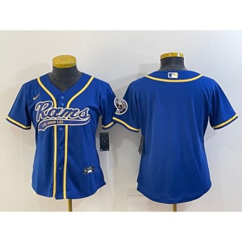 Women's Los Angeles Rams Blank Royal With Patch Cool Base Stitched Baseball Jersey(Run Small) Women's Los Angeles Rams Blank Royal With Patch Cool Base Stitched Baseball Jersey(Run Small)