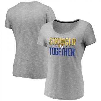 Women's Los Angeles Rams Gray Stronger Together Space Dye V-Neck T-Shirt(Run Small) Women's Los Angeles Rams Gray Stronger Together Space Dye V-Neck T-Shirt(Run Small)