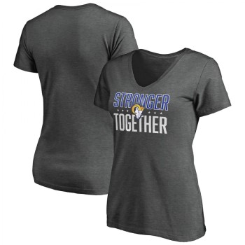 Women's Los Angeles Rams Heather Stronger Together Space Dye V-Neck T-Shirt(Run Small) Women's Los Angeles Rams Heather Stronger Together Space Dye V-Neck T-Shirt(Run Small)