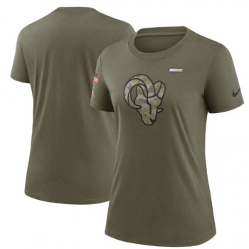 Women's Los Angeles Rams Olive 2021 Salute To Service T-Shirt (Run Small) Women's Los Angeles Rams Olive 2021 Salute To Service T-Shirt (Run Small)