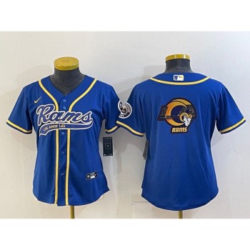 Women's Los Angeles Rams Royal Team Big Logo With Patch Cool Base Stitched Baseball Jersey(Run Small) Women's Los Angeles Rams Royal Team Big Logo With Patch Cool Base Stitched Baseball Jersey(Run Small)