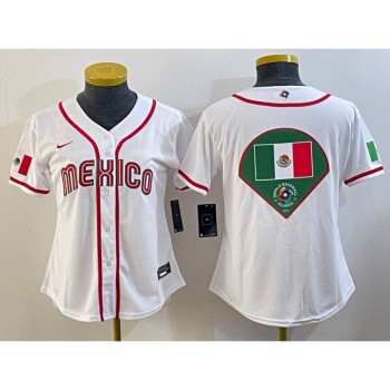 Women's Mexico Baseball 2023 White Big Logo World Baseball Classic Stitched Jersey(Run Small) Women's Mexico Baseball 2023 White Big Logo World Baseball Classic Stitched Jersey(Run Small)