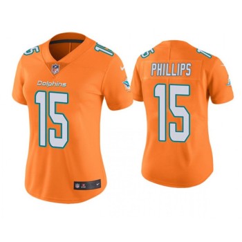 Women's Miami Dolphins #15 Jaelan Phillips Orange Vapor Untouchable Stitched Jersey(Run Small) Women's Miami Dolphins #15 Jaelan Phillips Orange Vapor Untouchable Stitched Jersey(Run Small)