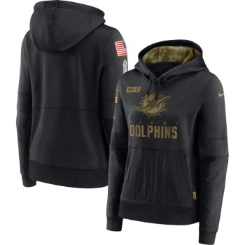 Women's Miami Dolphins 2020 Black Salute to Service Sideline Performance Pullover Hoodie (Run Small) Women's Miami Dolphins 2020 Black Salute to Service Sideline Performance Pullover Hoodie (Run Small)