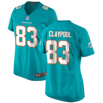 Women's Miami Dolphins #83 Chase Claypool Aqua Stitched Jersey(Run Small) Women's Miami Dolphins #83 Chase Claypool Aqua Stitched Jersey(Run Small)