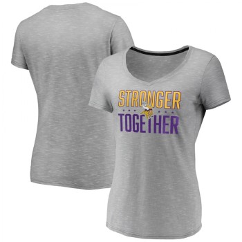 Women's Minnesota Vikings Gray Stronger Together Space Dye V-Neck T-Shirt(Run Small) Women's Minnesota Vikings Gray Stronger Together Space Dye V-Neck T-Shirt(Run Small)