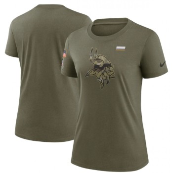 Women's Minnesota Vikings Olive 2021 Salute To Service T-Shirt (Run Small) Women's Minnesota Vikings Olive 2021 Salute To Service T-Shirt (Run Small)